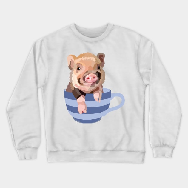 Teacup Pig Crewneck Sweatshirt by aecdesign